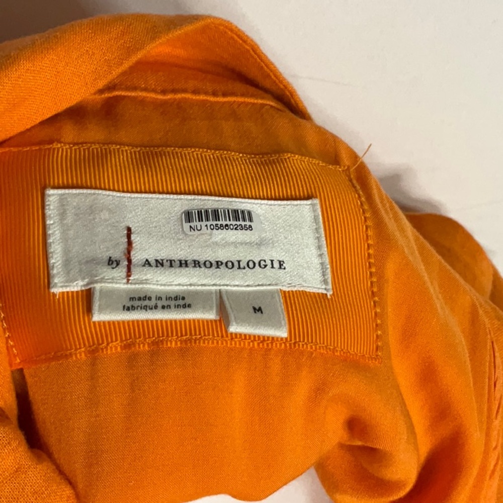 Anthropologie Orange Linen Blend Midi Dress - Picture 7 of 12